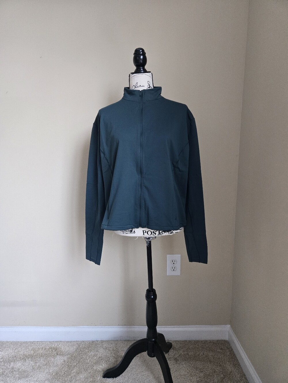 Spanx Active Brushed Jacket Womens XL Green Full Zip Atjletic